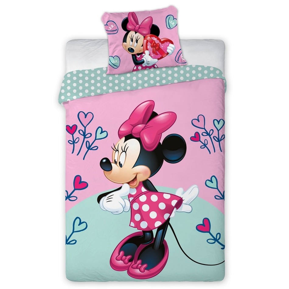 Tiptrade Dětské bavlněné povlečení Minnie Hearts Flower