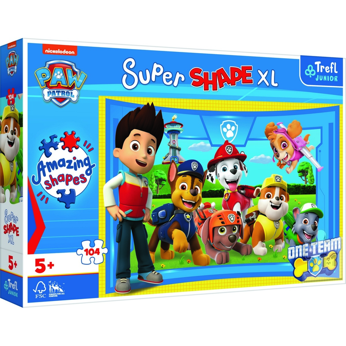 Trefl Puzzle 104 XL Super Shape Přátelé štěňat Tlapková patrola/Paw patrol 60x40cm v krabici 40x27x6cm Trefl