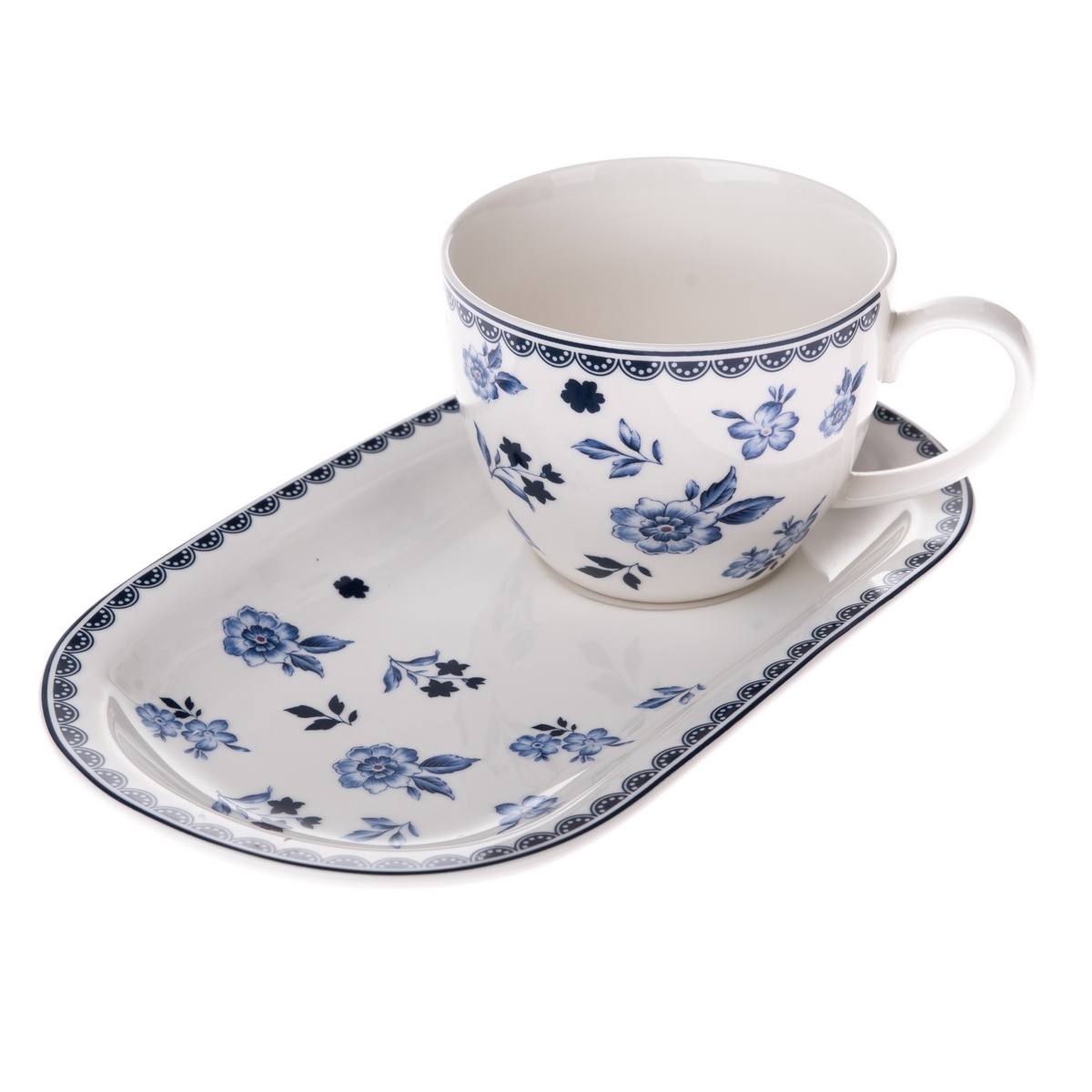 Porcelánový hrnek s podnosem Floral