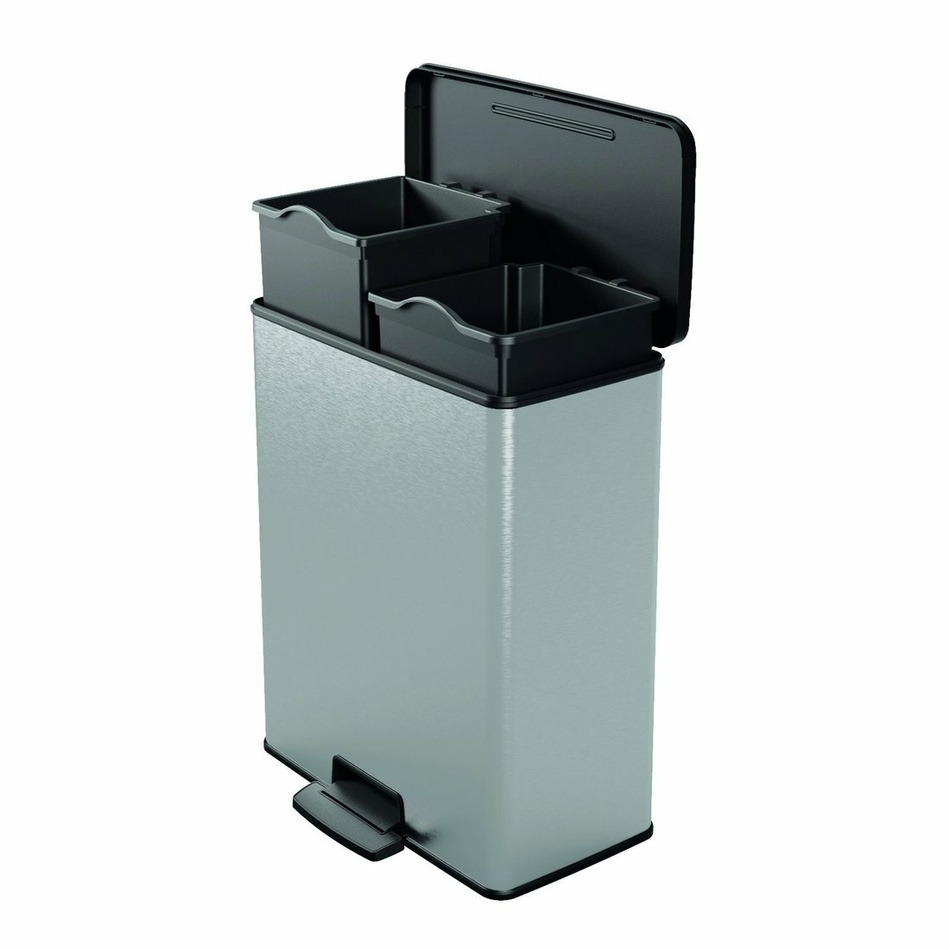 CURVER Deco Bin Odpadkový Koš na tříděný odpad Stříbrná/černá 26l 26l Curver