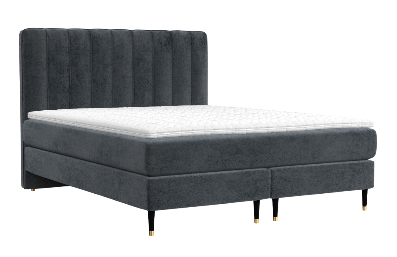 Maison de Rêve Antracitová sametová postel boxspring KOBBE 160 x 200 cm