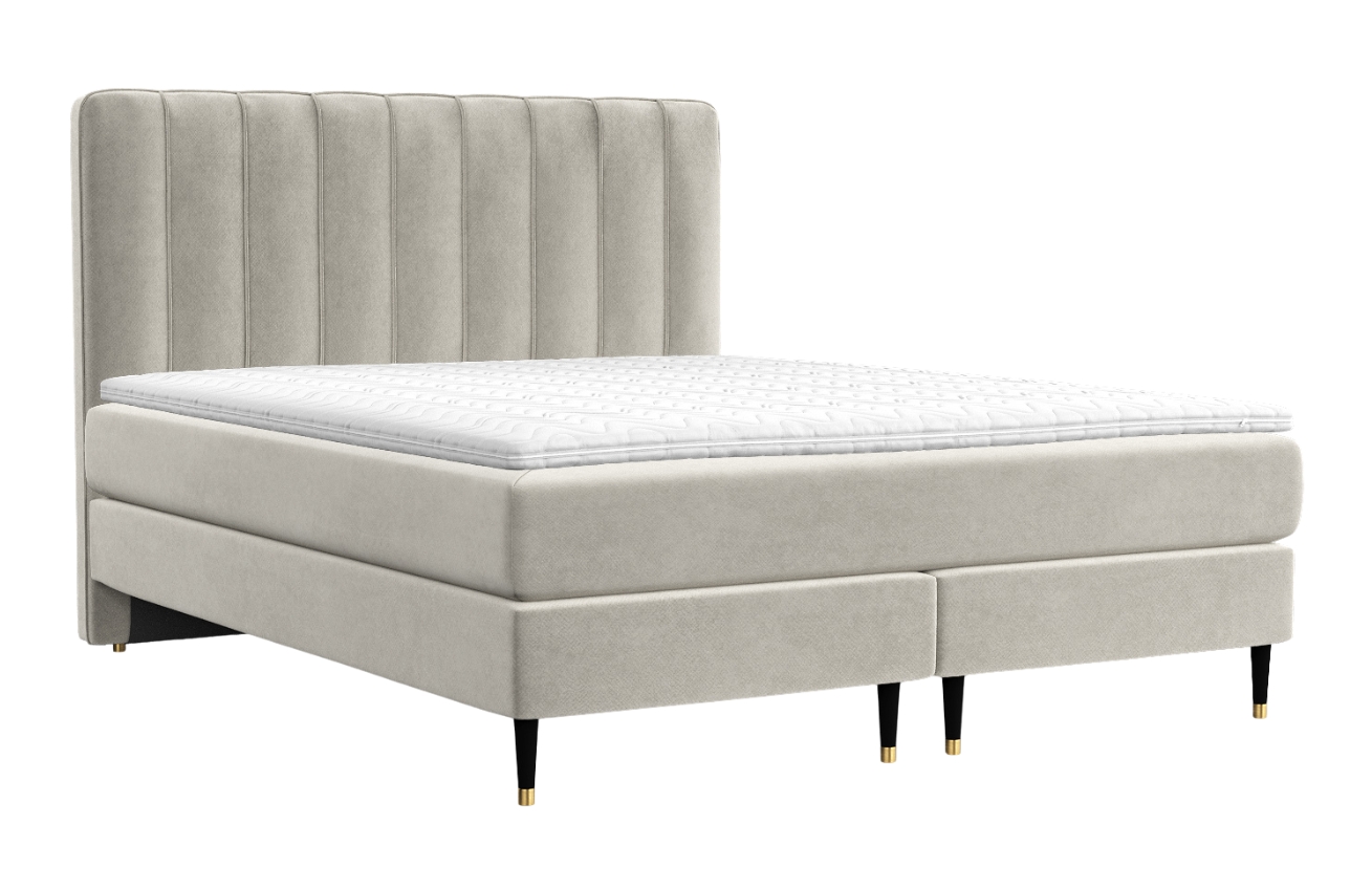 Maison de Rêve Béžová sametová postel boxspring KOBBE 180 x 200 cm