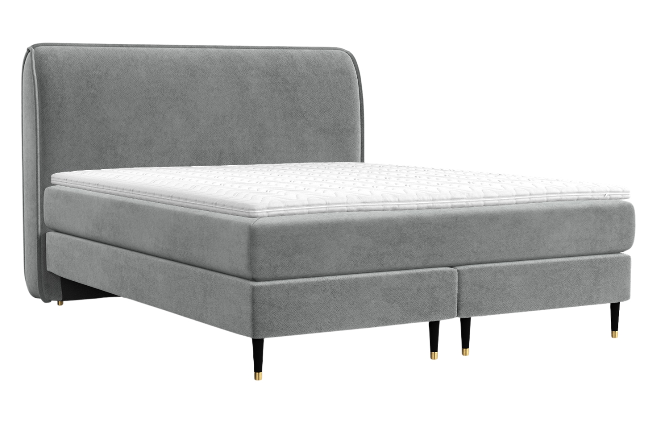 Maison de Rêve Šedá sametová postel boxspring OFFO 180 x 200 cm