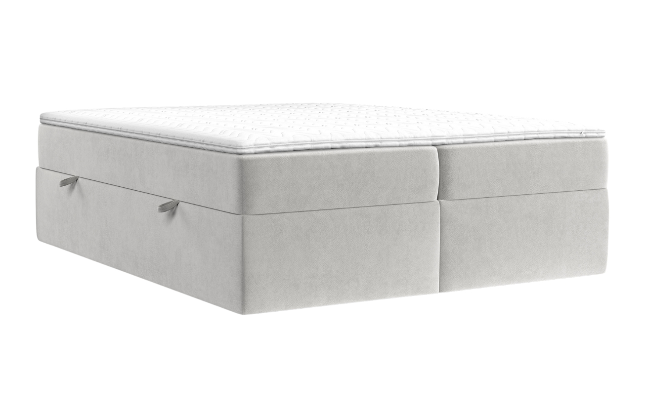 Maison de Rêve Světle béžová sametová postel boxspring ASH 200 x 200 cm